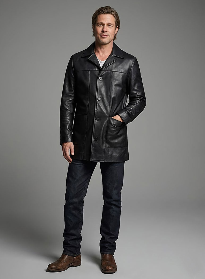 Brad Pitt Se7en Leather Trench Coat – LeatherCult