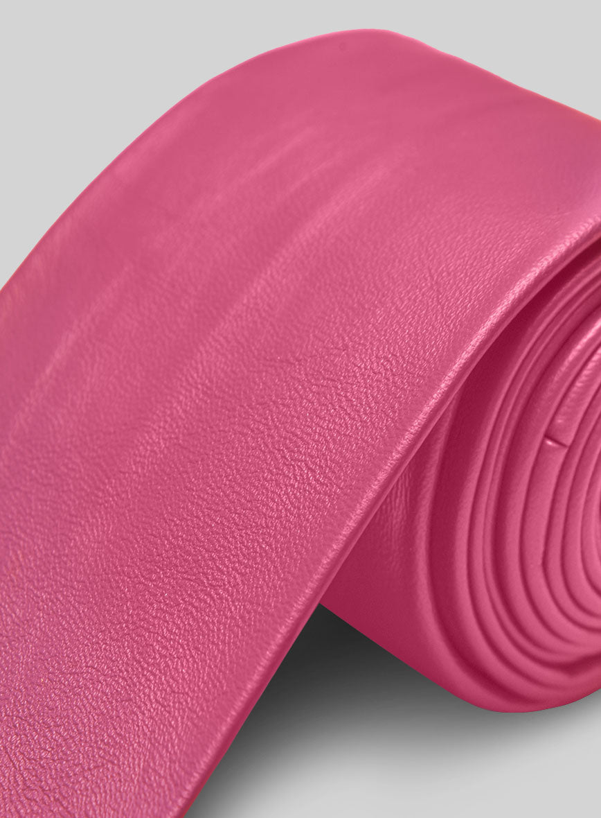 Bright Pink Leather Tie
