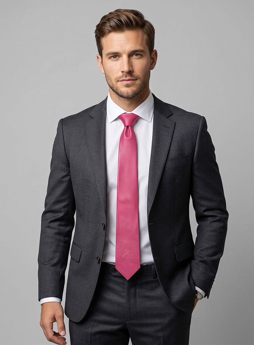 Bright Pink Leather Tie