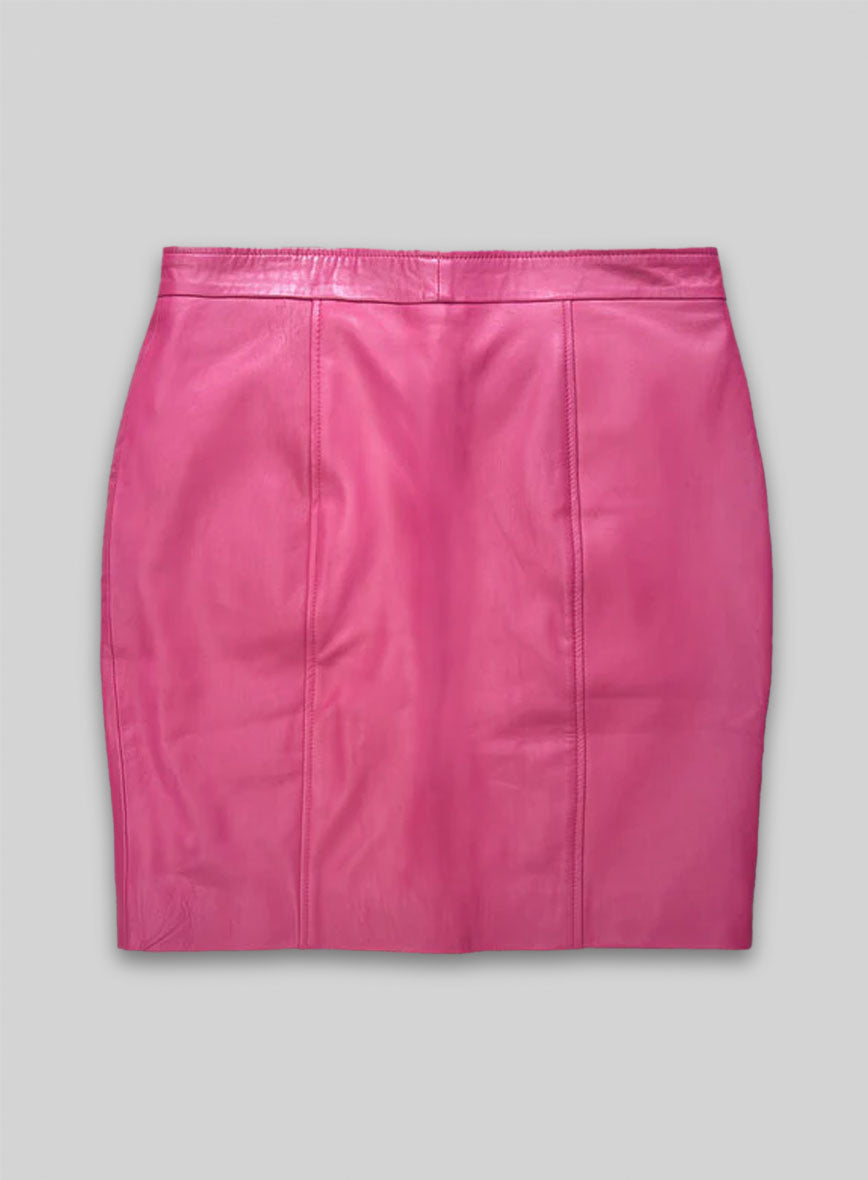 Bright Pink Button-Up Leather Skirt - # 121