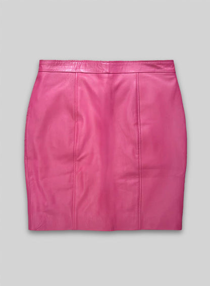 Bright Pink Button-Up Leather Skirt - # 121