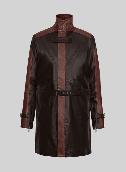 Brown Aiden Pearce Watch Dog Leather Trench Coat