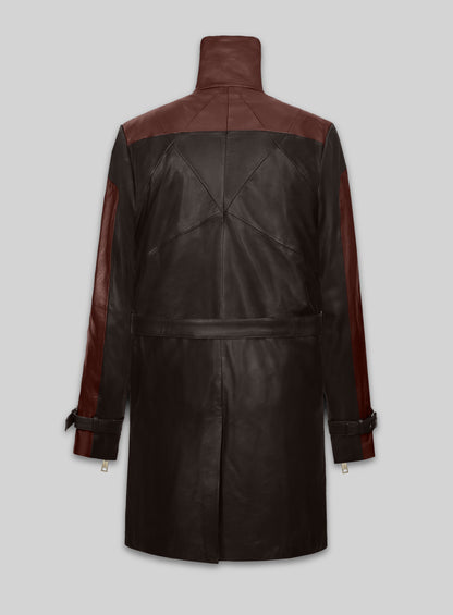 Brown Aiden Pearce Watch Dog Leather Trench Coat