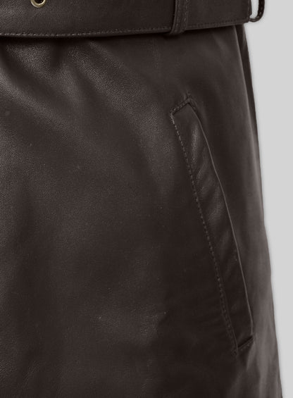 Brown Aiden Pearce Watch Dog Leather Trench Coat
