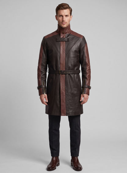 Brown Aiden Pearce Watch Dog Leather Trench Coat