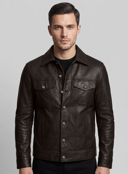 Brown Jeff Goldblum Leather Jacket #1