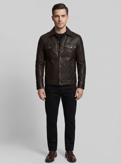 Brown Jeff Goldblum Leather Jacket #1