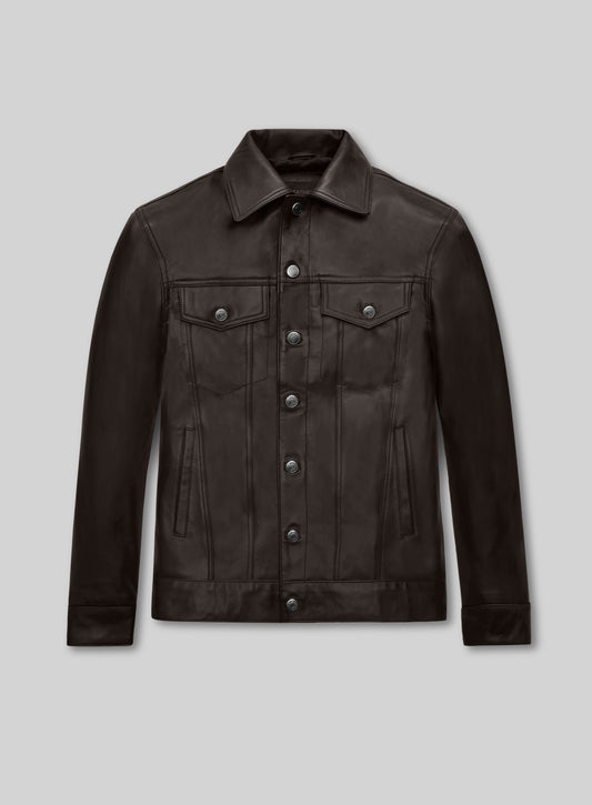 Brown Jeff Goldblum Leather Jacket #1