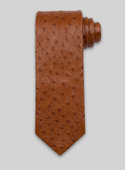Brown Ostrich Leather Tie