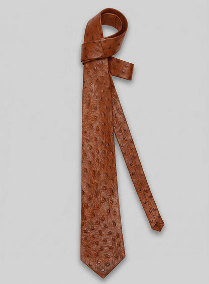 Brown Ostrich Leather Tie