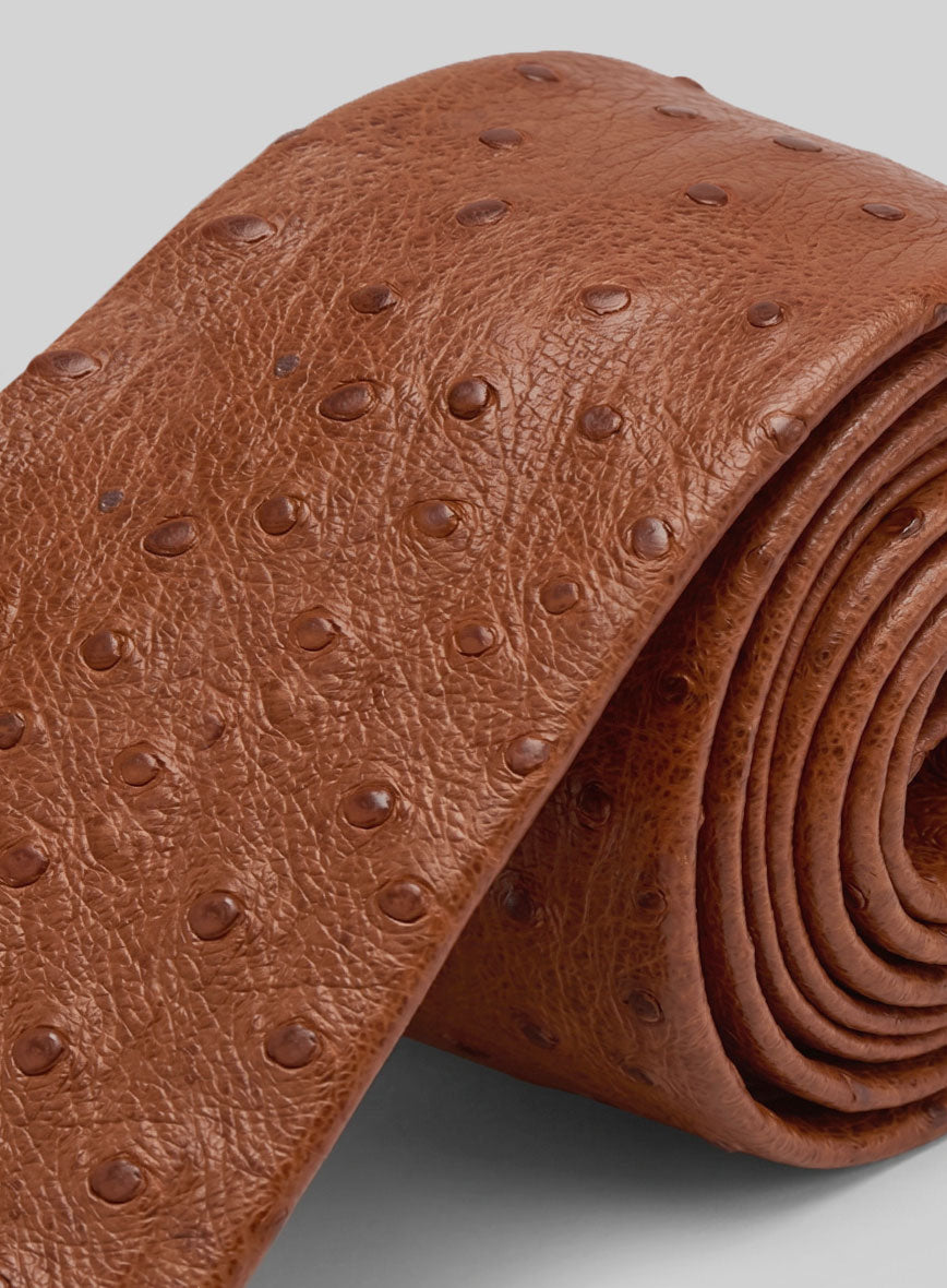 Brown Ostrich Leather Tie