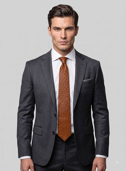 Brown Ostrich Leather Tie