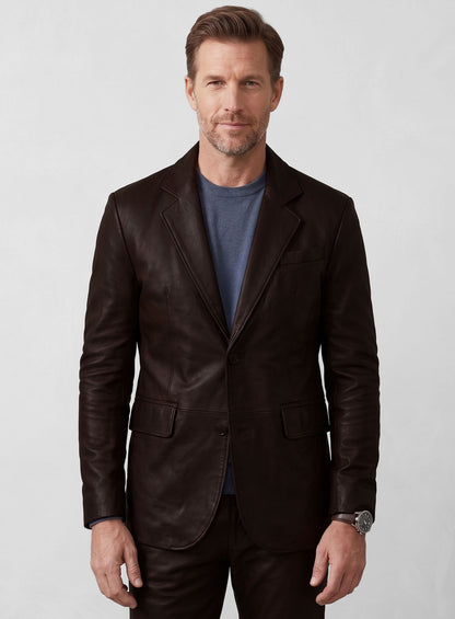 Brown Stretch Leather Suit