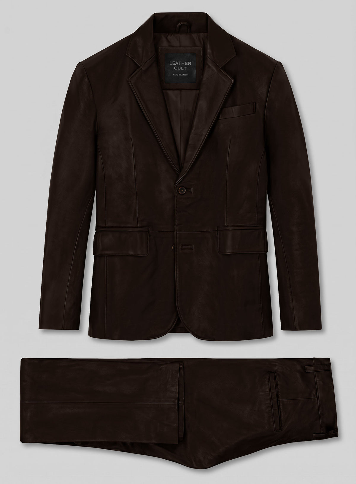 Brown Stretch Leather Suit