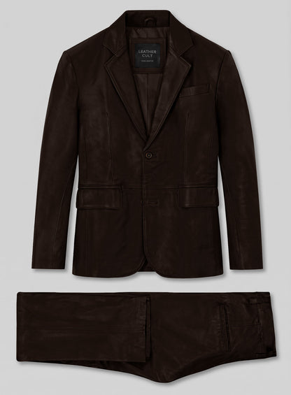Brown Stretch Leather Suit