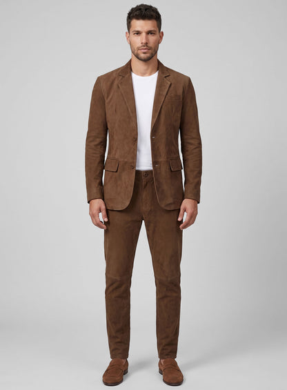 Brown Suede Leather Suit