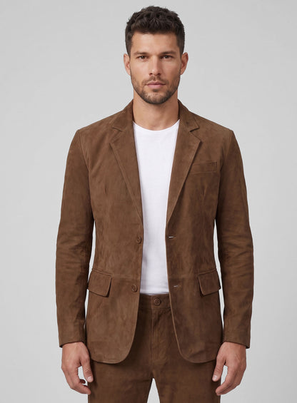 Brown Suede Leather Suit