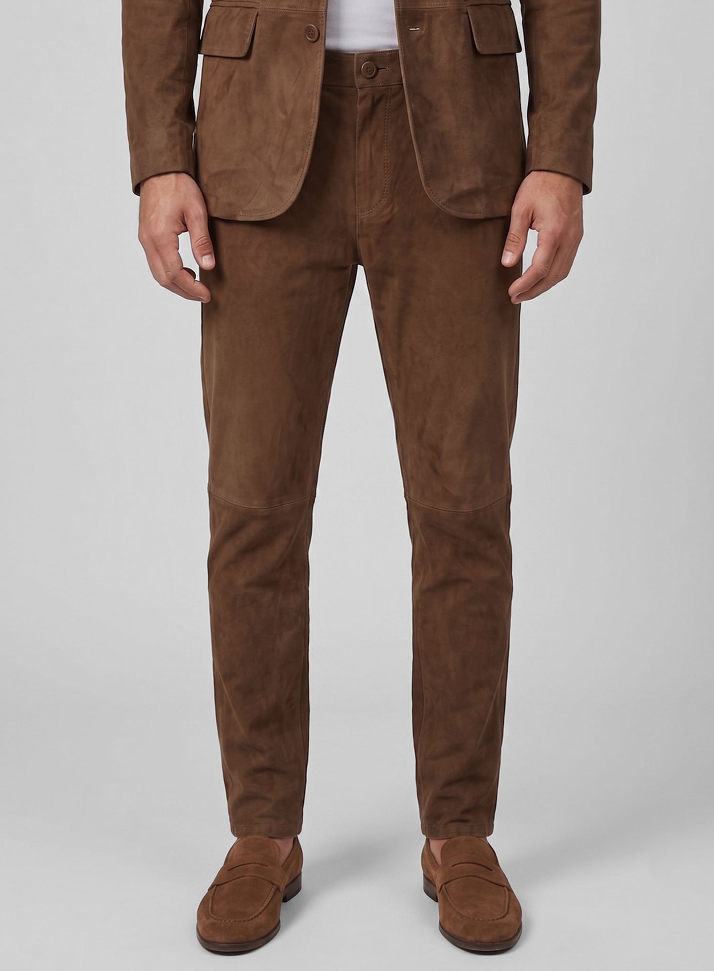 Brown Suede Leather Suit