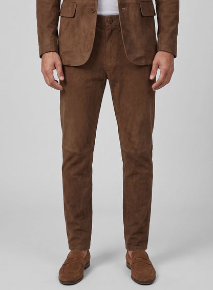 Brown Suede Leather Suit