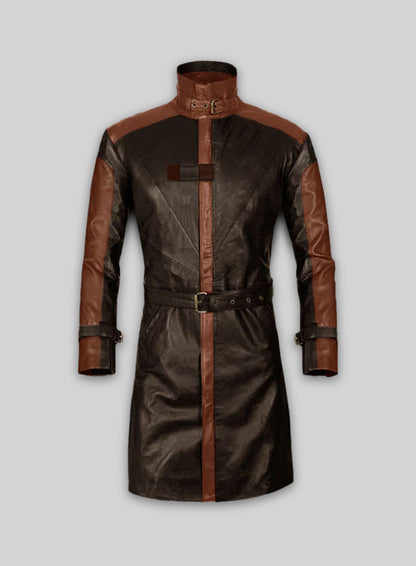 Brown Aiden Pearce Watch Dog Leather Trench Coat
