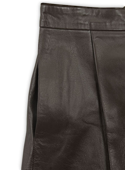 Brown Flounced Leather Skirt - # 141 - LeatherCult