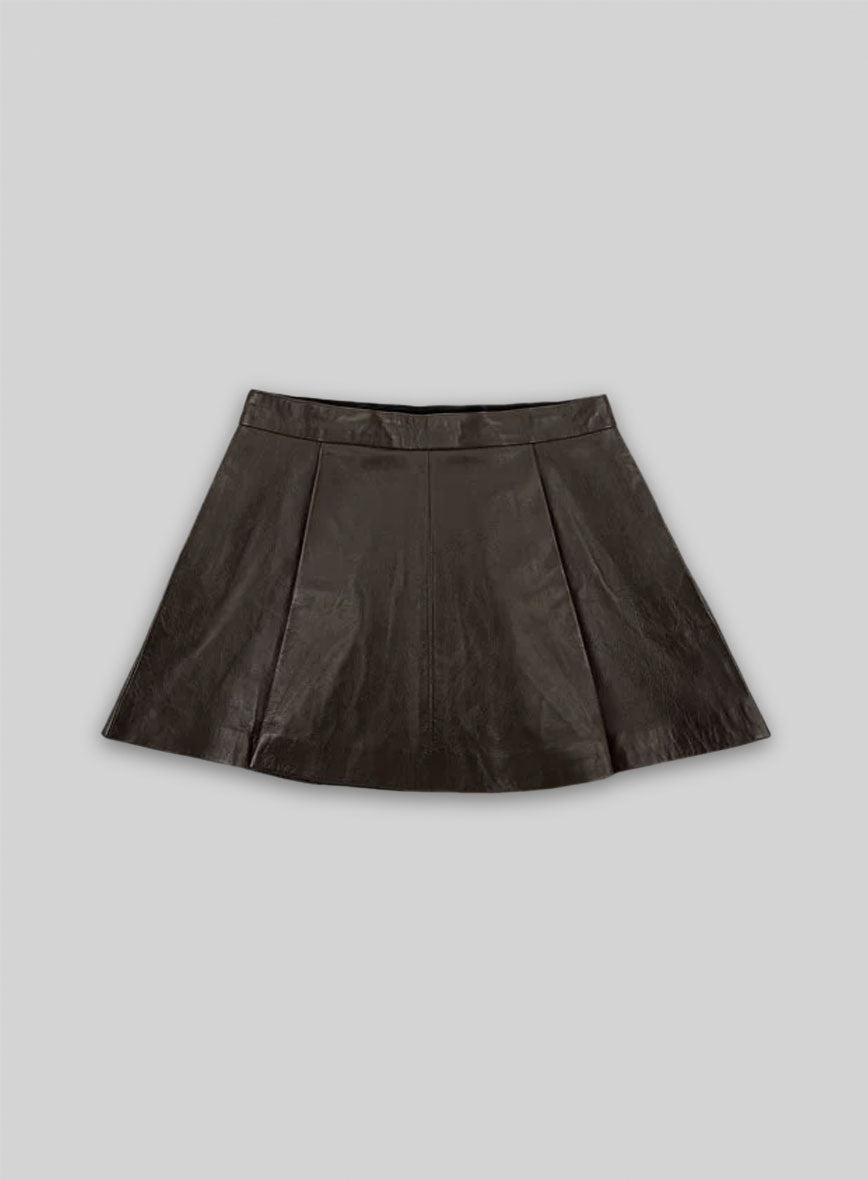 Brown Flounced Leather Skirt - # 141
