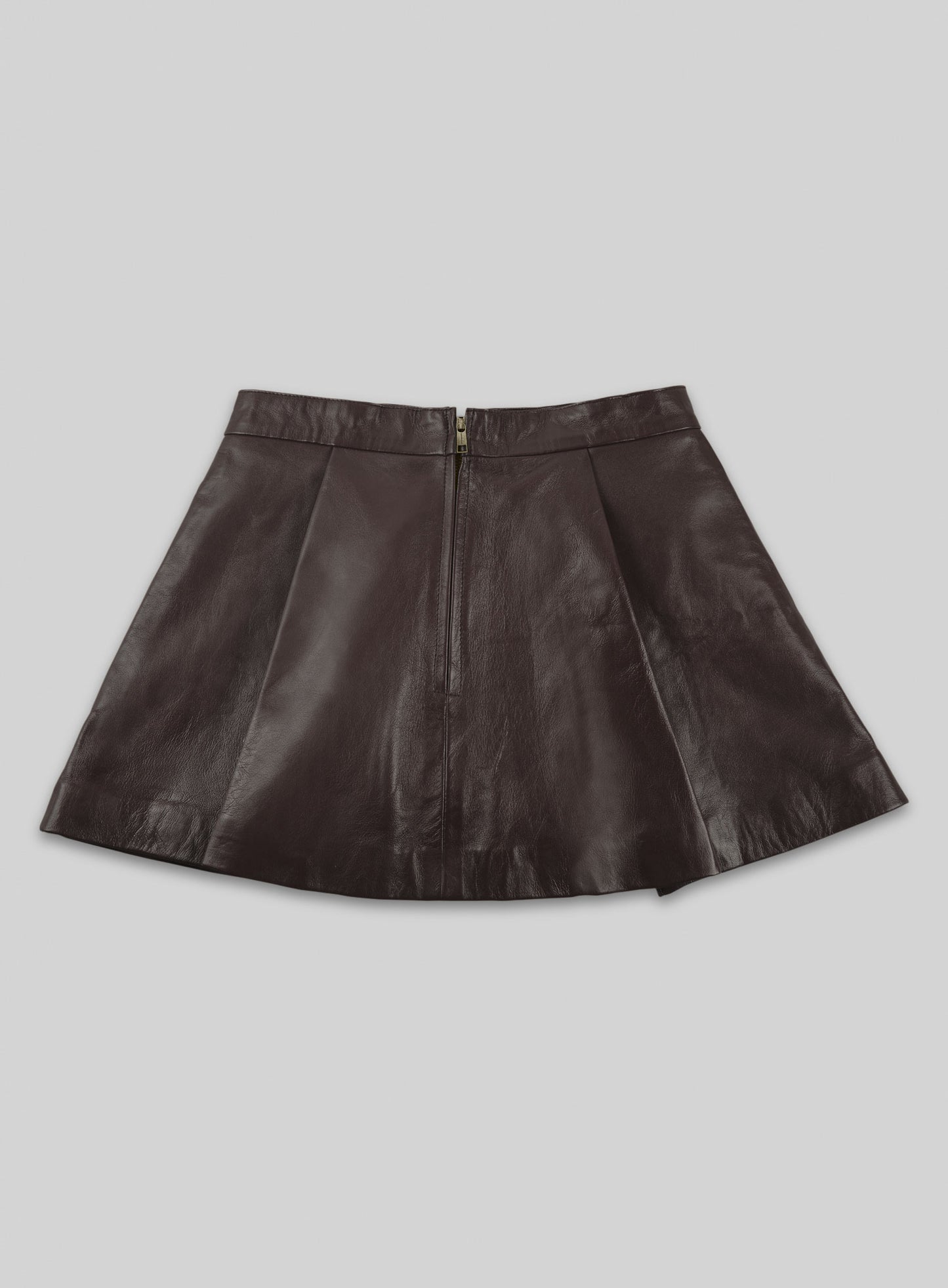 Brown Flounced Leather Skirt - # 141
