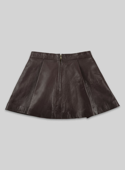 Brown Flounced Leather Skirt - # 141