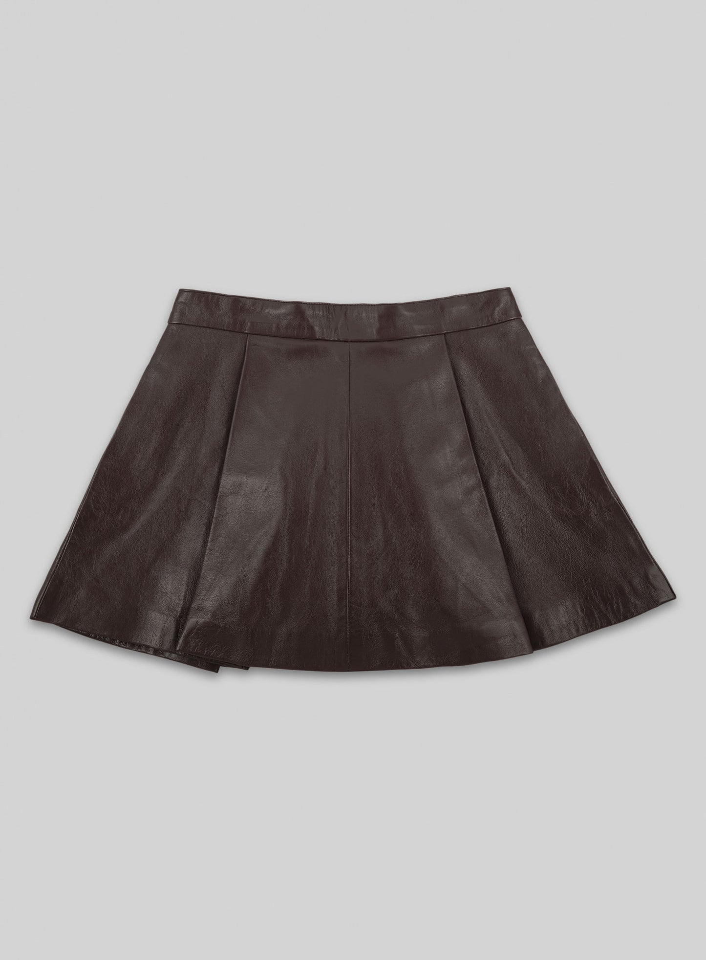 Brown Flounced Leather Skirt - # 141