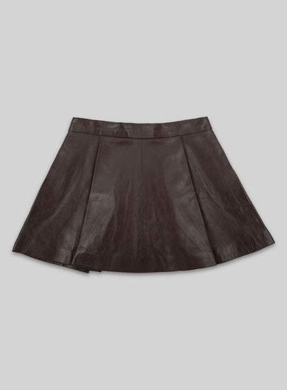 Brown Flounced Leather Skirt - # 141