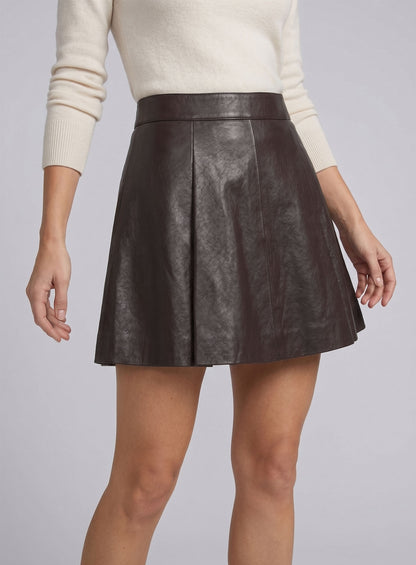 Brown Flounced Leather Skirt - # 141