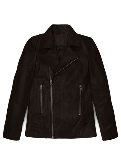 Brown Hannah Quinlivan Skyscraper Leather Jacket - LeatherCult