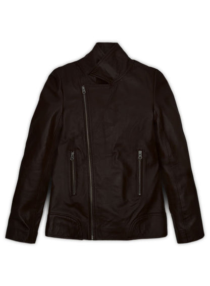 Brown Hannah Quinlivan Skyscraper Leather Jacket - LeatherCult