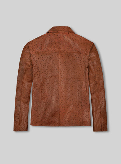 Brown Ostrich Leather Hipster Jacket #2
