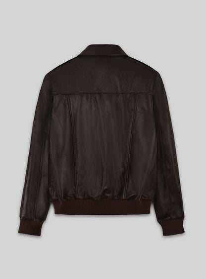 Brown Steve Carell Welcome to Marwen Bomber Leather Jacket