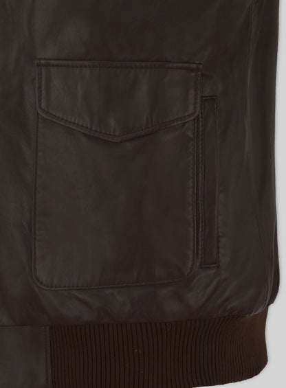 Brown Steve Carell Welcome to Marwen Bomber Leather Jacket