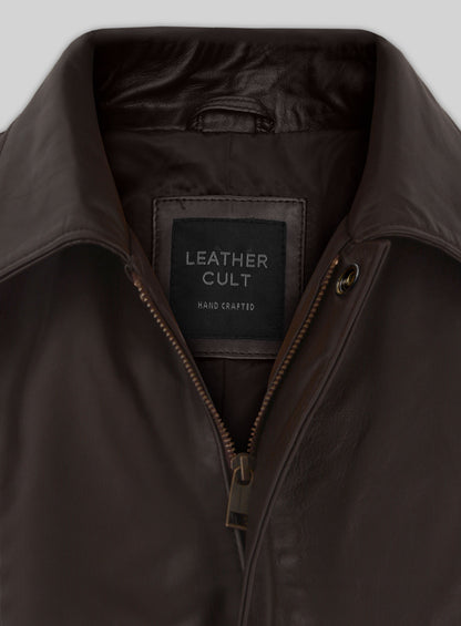 Brown Steve Carell Welcome to Marwen Bomber Leather Jacket