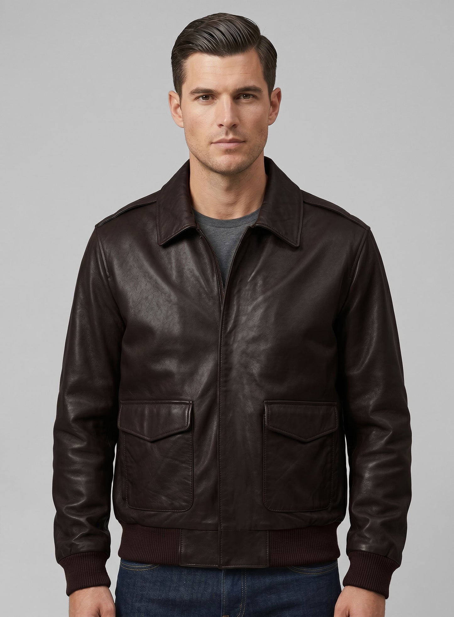Brown Steve Carell Welcome to Marwen Bomber Leather Jacket