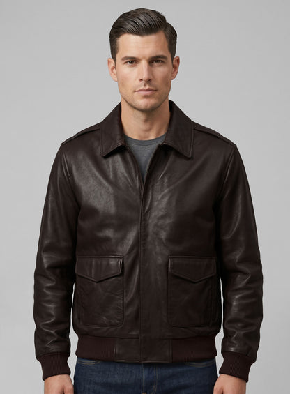 Brown Steve Carell Welcome to Marwen Bomber Leather Jacket
