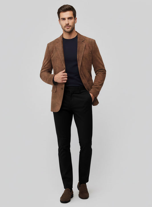 Brown Suede Leather Blazer