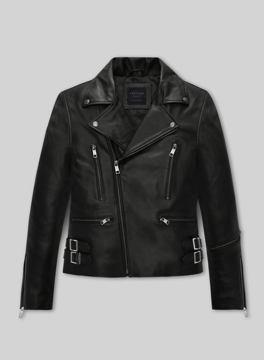 Bruna Marquezine Blue Beetle Leather Jacket
