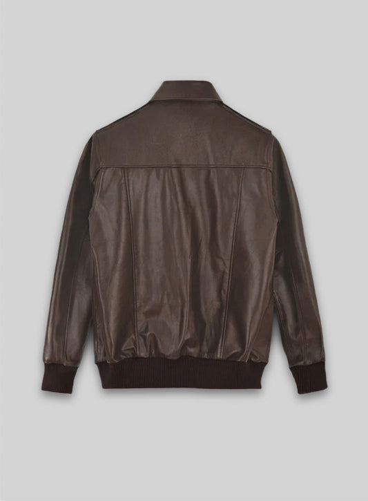 Brown Steve Carell Welcome to Marwen Bomber Leather Jacket