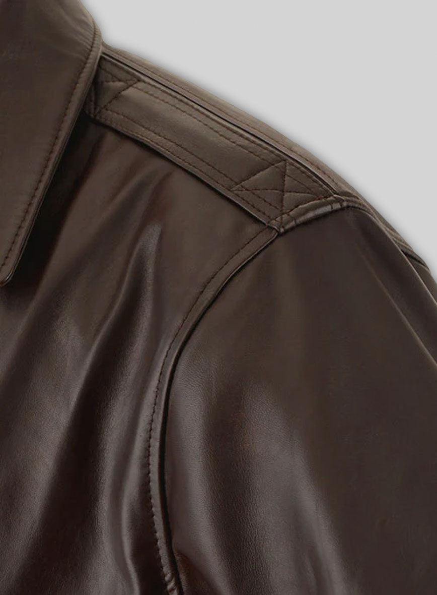 Brown Steve Carell Welcome to Marwen Bomber Leather Jacket