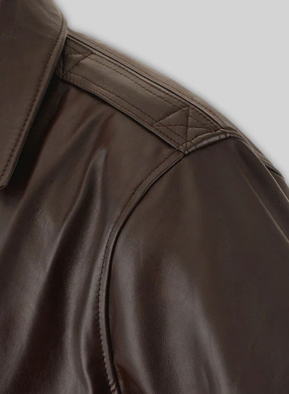 Brown Steve Carell Welcome to Marwen Bomber Leather Jacket