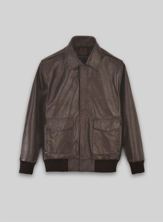 Brown Steve Carell Welcome to Marwen Bomber Leather Jacket