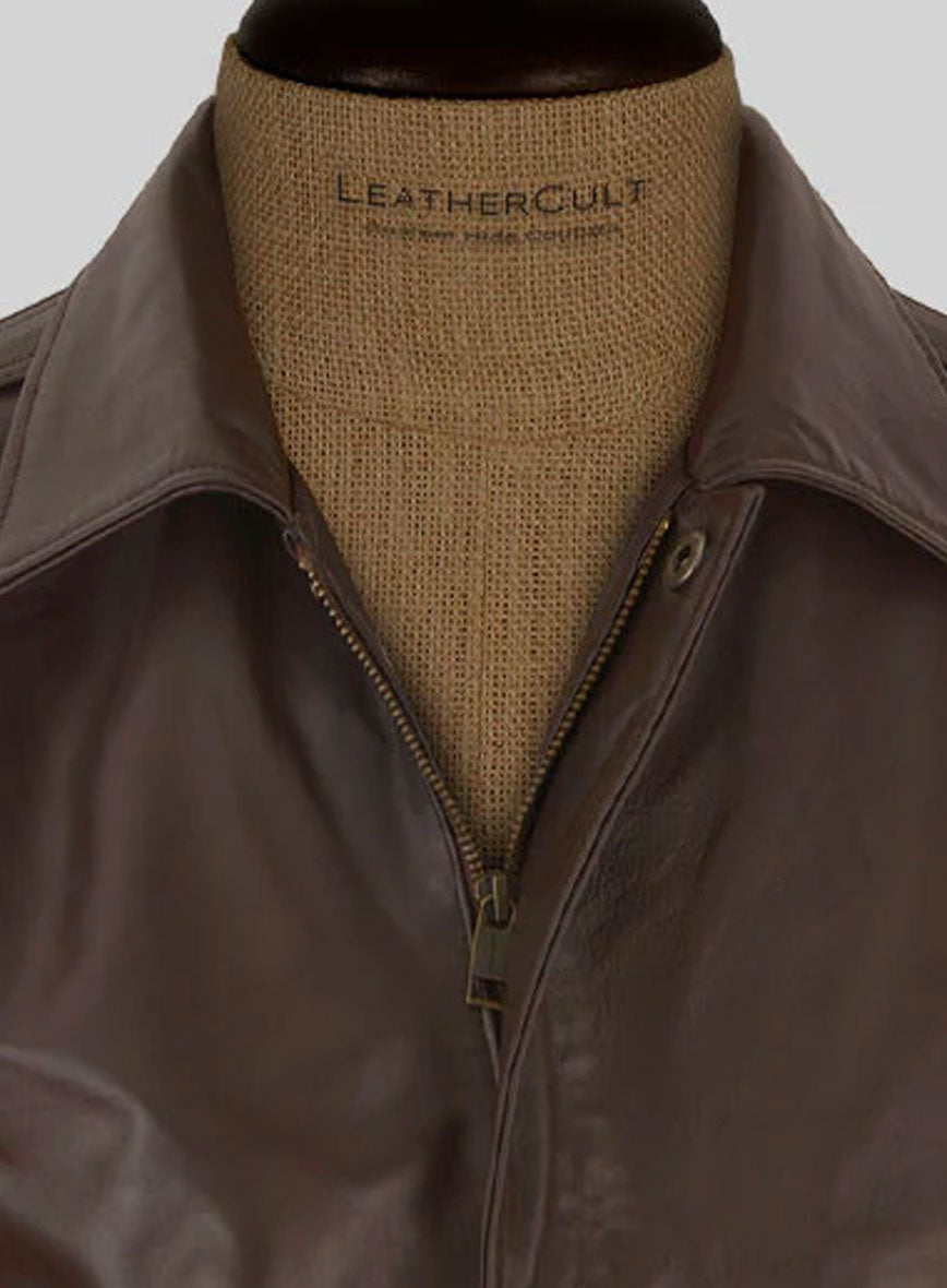 Brown Steve Carell Welcome to Marwen Bomber Leather Jacket