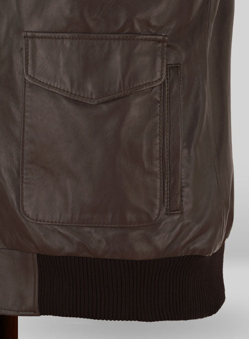 Brown Steve Carell Welcome to Marwen Bomber Leather Jacket - LeatherCult