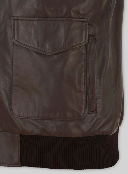 Brown Steve Carell Welcome to Marwen Bomber Leather Jacket