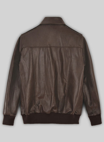 Brown Steve Carell Welcome to Marwen Bomber Leather Jacket - LeatherCult
