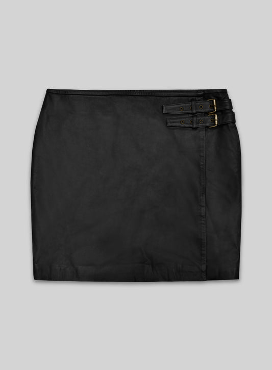Buckled Wrap Leather Skirt - # 467
